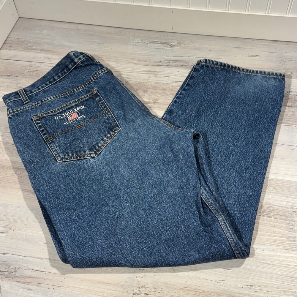 Vintage US Polo Assn Jeans Men 42x32 (39x30) Blue Baggy Hip Hop Y2K Straight Leg